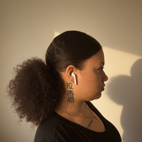 Model wearing Apple AirPods 2nd Generation